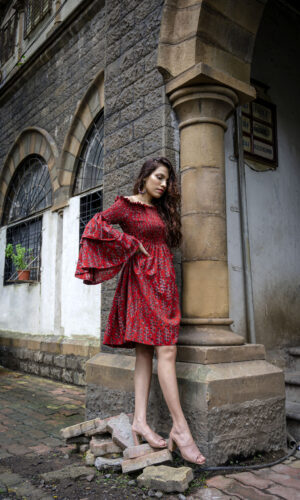 Off-Shoulder Dress With Drama Sleeves  -  Narayani Adukia