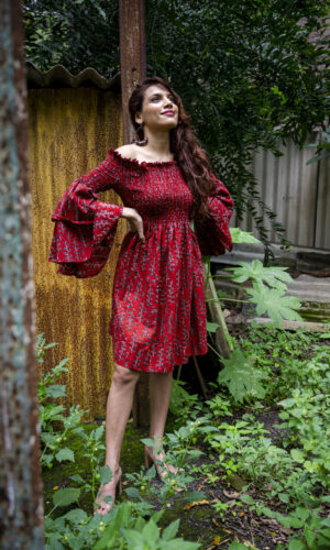 Off-Shoulder Dress With Drama Sleeves  -  Narayani Adukia 13