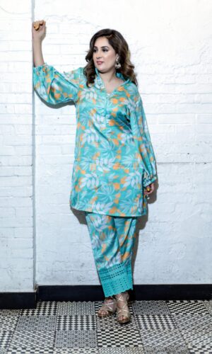 Teal Floral Co-Ord Set  -  Narayani Adukia