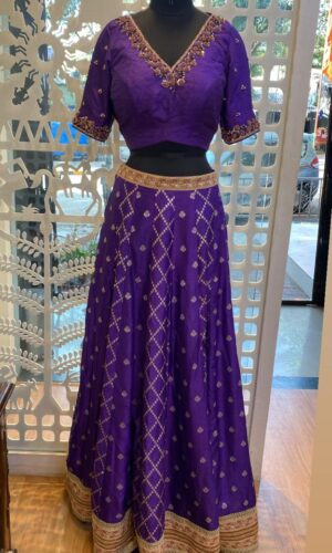 Purple Silk Weaving Lehenga  -  Narayani Adukia 15