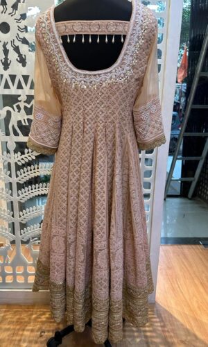 Rose Gold Thread Work Embroidery Set With Pearl  -  Narayani Adukia 15