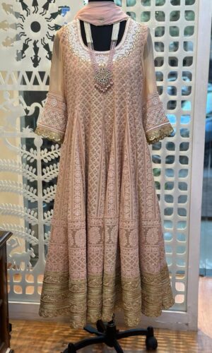 Rose Gold Thread Work Embroidery Set With Pearl  -  Narayani Adukia 14