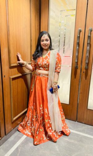 Tangerine Lehenga  -  Narayani Adukia