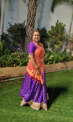 Purple Silk Weaving Lehenga  -  Narayani Adukia