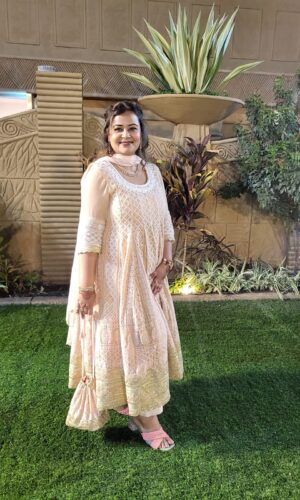 Rose Gold Thread Work Embroidery Set With Pearl  -  Narayani Adukia