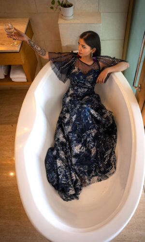 Midnight Blue Trail Gown  -  Narayani Adukia 14