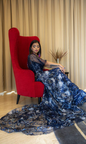 Midnight Blue Trail Gown  -  Narayani Adukia 15