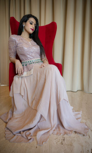 Sequence Embroidered Peplum Set  -  Narayani Adukia