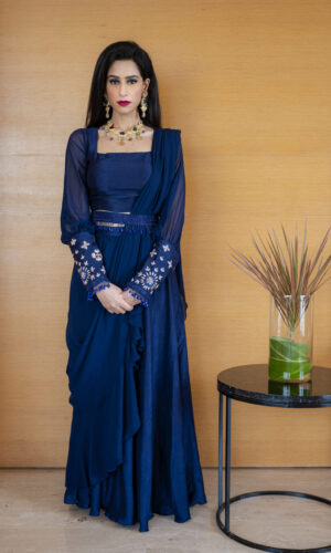 Tori Ruffled Saree Lehenga  -  Narayani Adukia