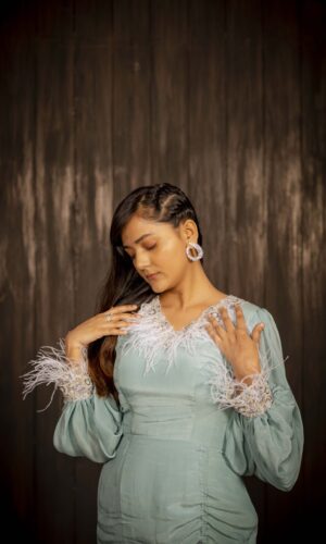 Feather Embroidered Slit Gown  -  Narayani Adukia 18