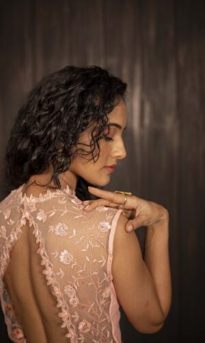 Ruffled Drape Saree With Thread Embroidered  -  Narayani Adukia 18