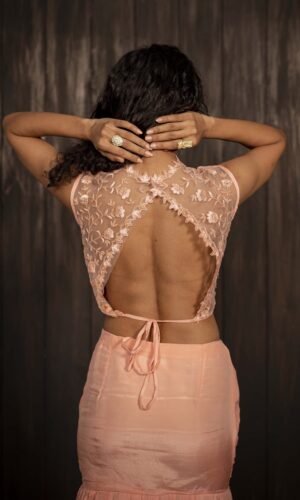 Ruffled Drape Saree With Thread Embroidered  -  Narayani Adukia 19