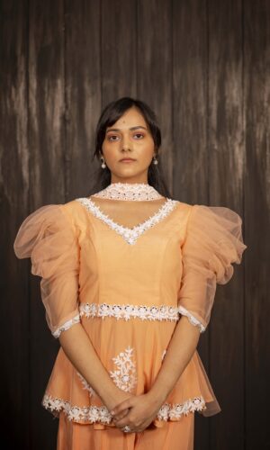 Pearl Embroidered Peach Garara Set  -  Narayani Adukia 18