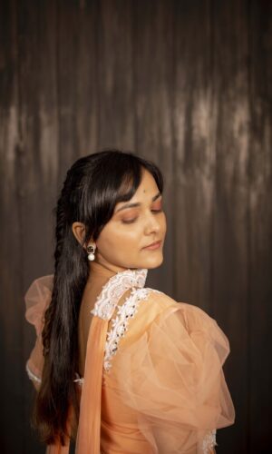 Pearl Embroidered Peach Garara Set  -  Narayani Adukia 21