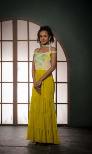 Offshoulder Pearl Embroidered Jumpsuit  -  Narayani Adukia 10