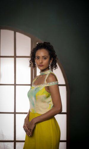 Offshoulder Pearl Embroidered Jumpsuit  -  Narayani Adukia 21