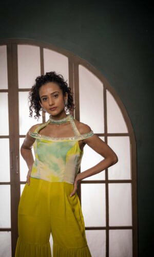 Offshoulder Pearl Embroidered Jumpsuit  -  Narayani Adukia 22