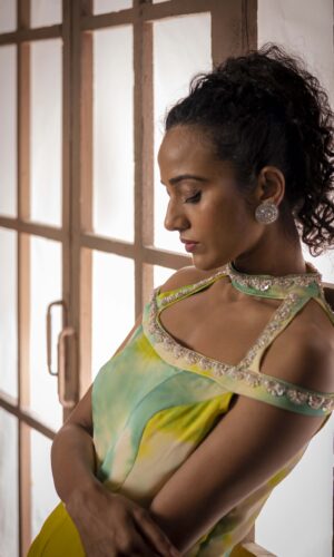 Offshoulder Pearl Embroidered Jumpsuit  -  Narayani Adukia 28