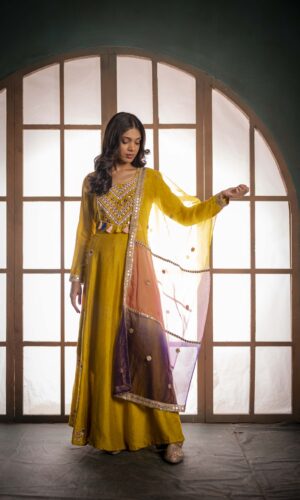 English Green Anarkaly With Pearl Embroidered Details  -  Narayani Adukia 23