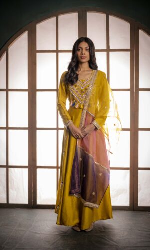 English Green Anarkaly With Pearl Embroidered Details  -  Narayani Adukia 25