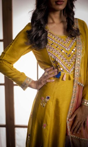 English Green Anarkaly With Pearl Embroidered Details  -  Narayani Adukia 26