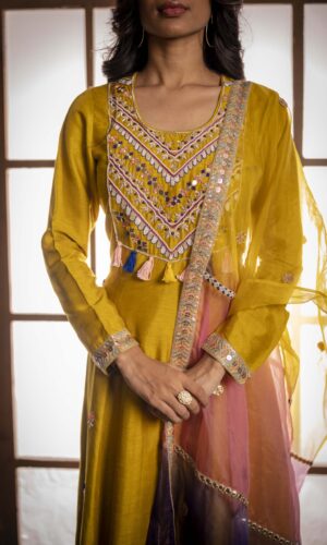 English Green Anarkaly With Pearl Embroidered Details  -  Narayani Adukia 27