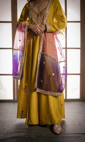 English Green Anarkaly With Pearl Embroidered Details  -  Narayani Adukia 32