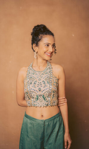 Thread Embroidered Blouse With Garara Set  -  Narayani Adukia