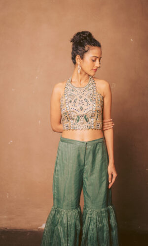 Thread Embroidered Blouse With Garara Set  -  Narayani Adukia 27