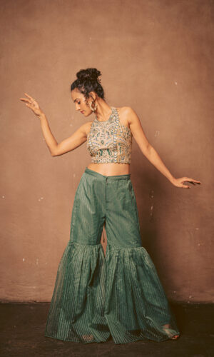 Thread Embroidered Blouse With Garara Set  -  Narayani Adukia 33