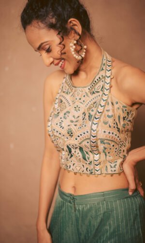 Thread Embroidered Blouse With Garara Set  -  Narayani Adukia 40