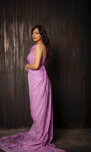 One Shoulder Dress With Detachable Trail  -  Narayani Adukia 26