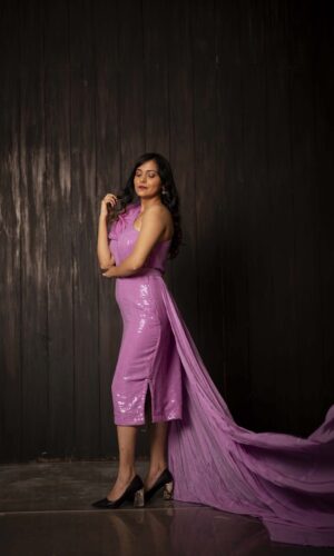 One Shoulder Dress With Detachable Trail  -  Narayani Adukia 33