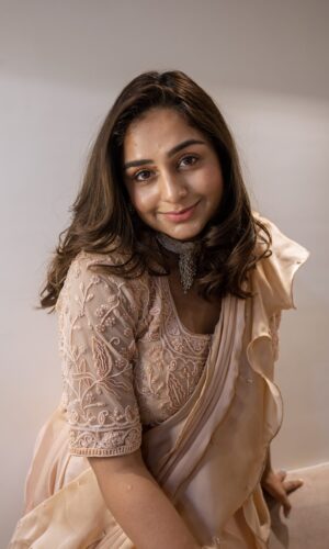 Champagne Ruffle Saree  -  Narayani Adukia 15