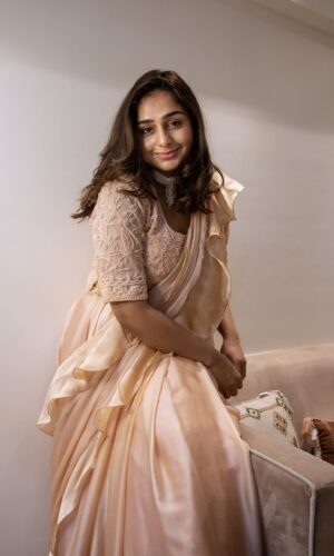 Champagne Ruffle Saree  -  Narayani Adukia 16