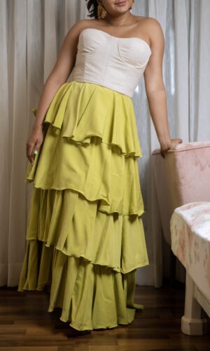 White Corset With Tiered Skirt  -  Narayani Adukia 15