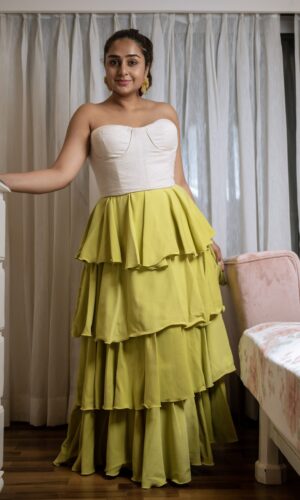 White Corset With Tiered Skirt  -  Narayani Adukia 14