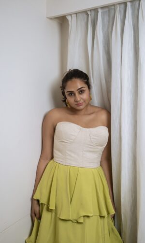 White Corset With Tiered Skirt  -  Narayani Adukia 10