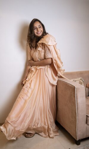 Champagne Ruffle Saree  -  Narayani Adukia 17