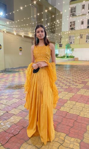 Mustard Silk Lehenga  -  Narayani Adukia