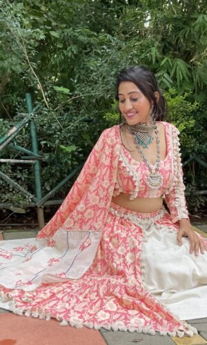 Pastel Floral Printed Lehenga With Fish Motifs  -  Narayani Adukia 17