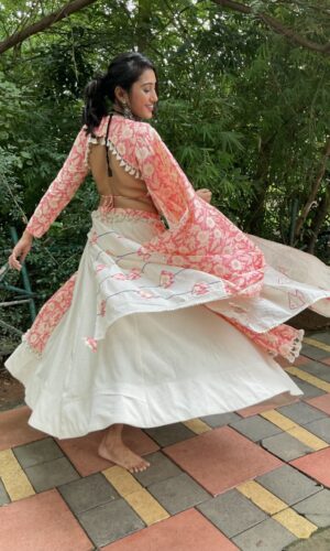 Pastel Floral Printed Lehenga With Fish Motifs  -  Narayani Adukia 16
