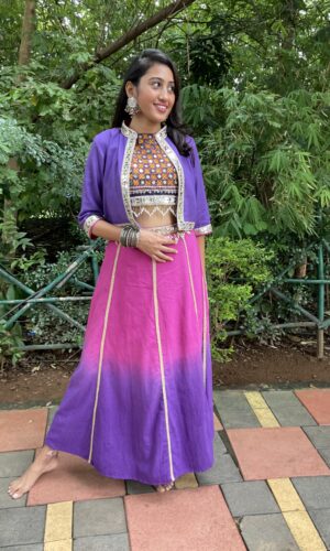 Purple Ombre Shaded Lehenga  -  Narayani Adukia