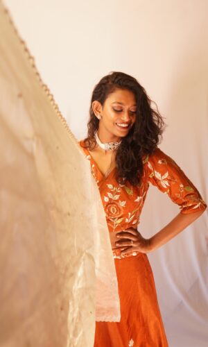Tangerine Tropical Lehenga  -  Narayani Adukia 16