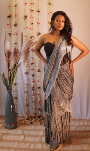 Fringe Shimmy Saree  -  Narayani Adukia